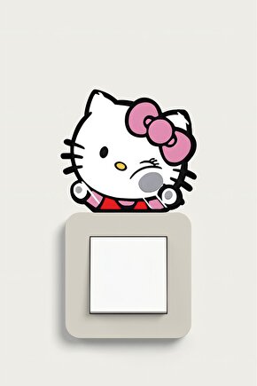 Hello Kitty Sticker 10x9 Cm Su Geçirmez Yüksek Çözünürlüklü Lamba Priz Duvar Ev Dekorasyon Sticker