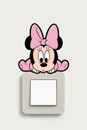 Minny Mouse 10x10 Cm Su Geçirmez Yüksek Çözünürlüklü Lamba Priz Duvar Ev Dekorasyon Çocuk Sticker