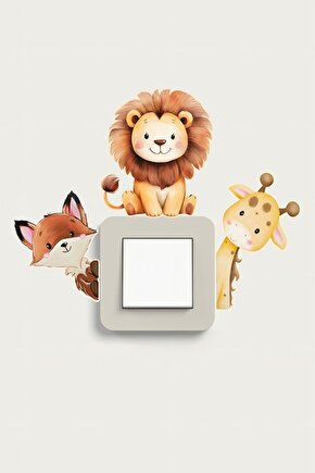 Safari Hayvanlar Sticker Su Geçirmez Yüksek Çözününürlüklü Lamba Priz Duvar Dolap Oda Sticker