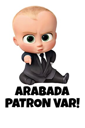 Patron Bebek Arabada Bebek Var Sticker 15x20 Cm Su Geçirmez Yüksek Çözünürlüklü Araba Sticker