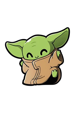 Baby Yoda Sticker 13,5x12 Cm Su Geçirmez Yüksek Çözünürlüklü Araba Laptop Motor Kask Duvar Sticker