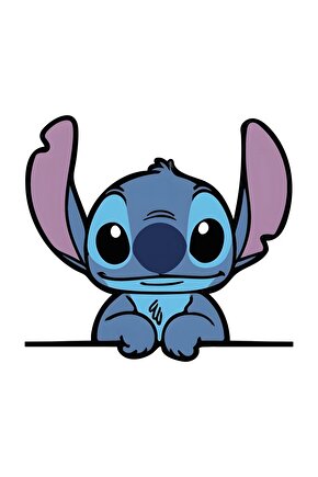 Stitch Sticker 13,5x12,5 Su Geçirmez Yüksek Çözünürlüklü Araba Laptop Oto Motor Kask Duvar Sticker