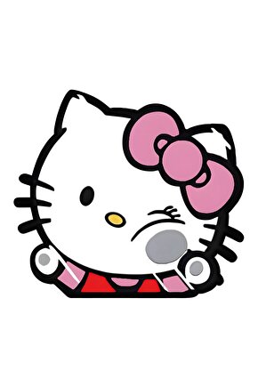 Hello Kitty Sticker 13,5x12 Cm Su Geçirmez Yüksek Çözünürlüklü Araba Laptop Oto Motor Kask Sticker