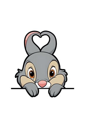 Sevimli Tavşan Sticker 14x14 Cm Su Geçirmez Yüksek Çözünürlüklü Araba Laptop Oto Motor Kask Sticker