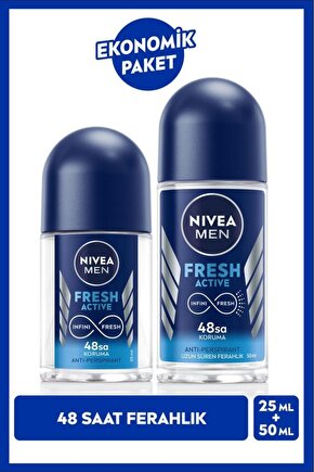 Men Erkek Roll-on Deodorant Fresh Active 50ml Ve Mini Roll-on Fresh Active 25ml