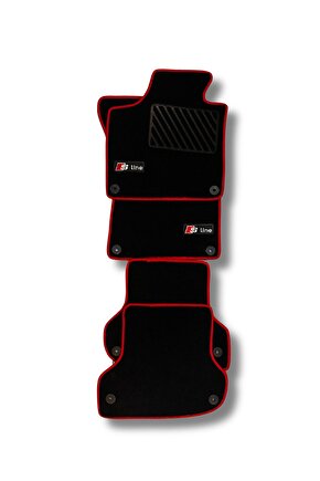 Audi A3 2003-2012 Sline Araca Özel Uyumlu Halı Paspas Siyah-Kirmizi
