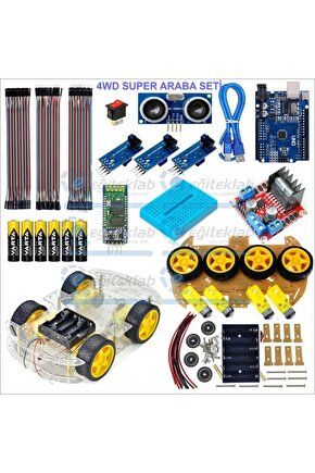 4WD ÇİZGİ İZLEYEN BLUETOOTH (TELEFON) KONTROLLÜ ARAÇ KİTİ (DEMONTE)