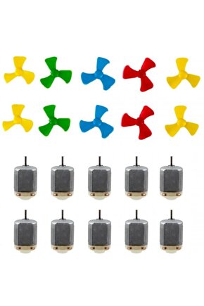 10 Adet Dc Motor Deney Motoru + 10 Adet Pervane