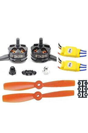 2 Adet Mt2204 2300kv Fırçasız Motor Cwccw + 5045 Pervane + 20a Esc
