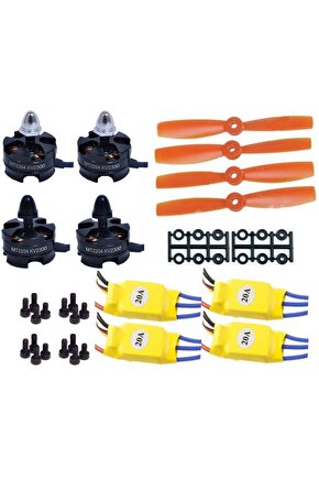 4 Adet Mt2204 2300kv Fırçasız Motor Cwccw + 5045 Pervane + 20a Esc