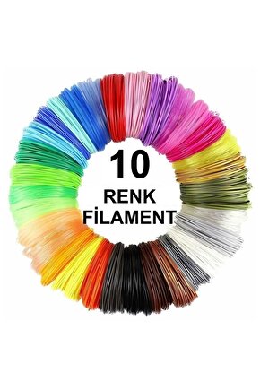 3d Kalem Yazıcı Için 10 Renk 20 Metre (10 X 2 Metre) Pla Filament