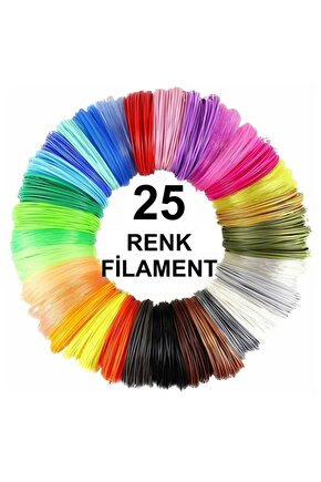 3d Kalem Yazıcı Için 25 Renk 250 Metre (25x10 Metre) Pla