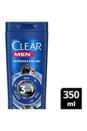 Men 3 In 1 Şampuan Duş Jeli Arındırıcı Kömür Saç Yüz Vücut 350 ml