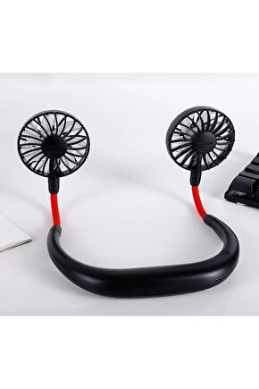 Giyilebilir Kablosuz Şarjlı Taşınabilir Mini Fan Vantilatör Siyah