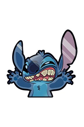 Cama Yapışmış Stitch Sticker 14,5x14 Cm Su Geçirmez Hq Araba Laptop Oto Motor Kask Sticker