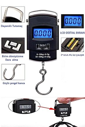 Elektronik Dijital El Kantarı 50 Kg Terazi Tartı 10 gr Hassasiyet