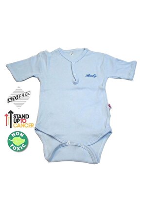 Unisex Bebek Mavi Yarım Kol Kaşkorse Badi (body) - 12-18 Ay