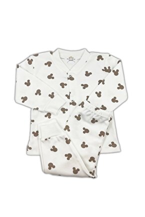 Mickey Mouse Bebek Pijama Takımı – Ekru 0-3 Ay