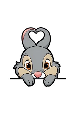 Sevimli Tavşan Sticker 14x14 Cm Su Geçirmez Yüksek Çözünürlüklü Araba Laptop Oto Motor Kask Sticker