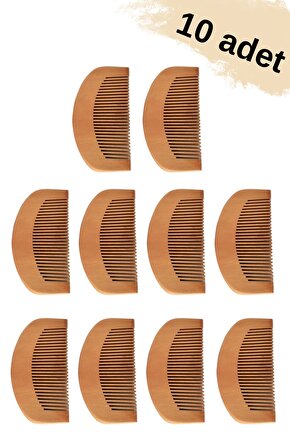 10lu tarak seti Doğal Şimşir Ahşap Tarak Yuvarlak Model Makrome kına Tarak (10 Adet)