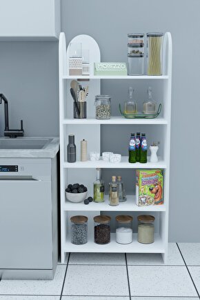 5 Raflı Modern Mutfak Rafı Gıda Saklama Düzenleyici Çok Amaçlı Raf Ünitesi Kiler Dolabı Organizer