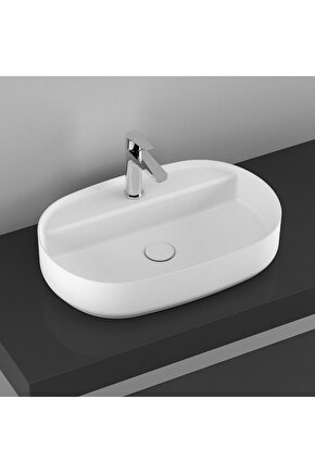 Infinity Batarya Delikli Tezgah Üzeri Lavabo 60 Cm Beyaz Extra Dekorsuz Delikli 10nf65060