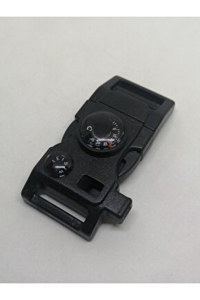 Ateş Başlatıcı, Pusula, Termometre , Metal Edc Aparat Ve Düdüklü Siyah Renk Paracord Klips