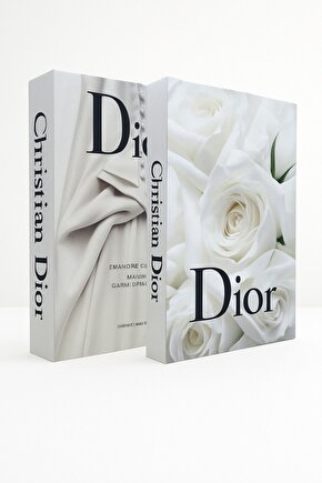 2li Dekoratif Kitap Görünümlü Kutu  Gelinlik &  Beyaz Gül Temalı