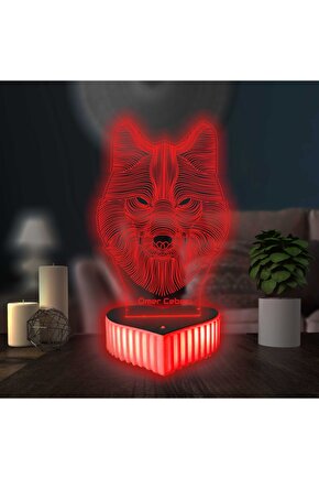 Renkli Kumandalı Kurt Wolf Gece Lambası, 16 Renk Seçeneği ile Güzel Atmosfer