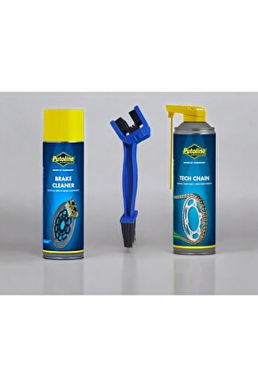 Motosiklet Bakım Seti Tech Chain Zincir Yağı + Balata (Fren) Spreyi + Zincir Fırçası Monero