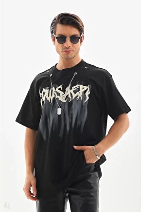 Moda Shop & Butik Unisex Oversize Kolye Dahil T-shirt - Siyah