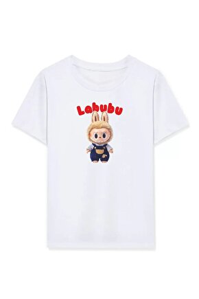 Kız Labubu Çocuk Baskılı T-Shirt - Beyaz