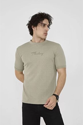 Moda Shop & Butik Unisex Bisiklet Yaka Slim Fit T-shirt- Açık Yeşil