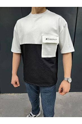 Shop & Butik Unisex Torba Cep Detaylı Parçalı T-shirt - Siyah