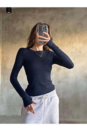 Parmak Geçmeli Buzi Body - Lacivert