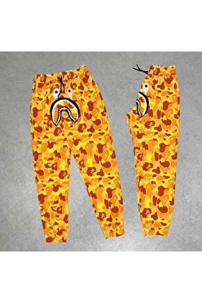 Unisex Pubg Bape X Shark Eşofman Altı - Sarı