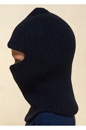 Kışlık Kar Maske Çocuk Triko Bere - Siyah