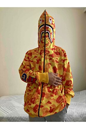 Unisex Pubg Bape x Shark Hoodie - Sarı