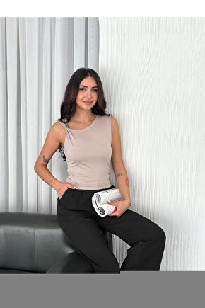 Gelirr Osy Modal Yumuşak Dokulu Kumaş Bisiklet Yaka T-shirt Bol Paça Pantalon Ikili Takım - Boyalı