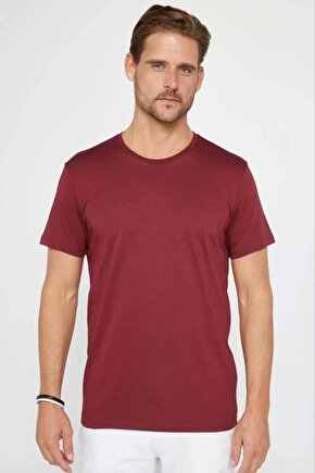 Erkek 241 Düz A Kalite Oversize T-shirt - Bordo