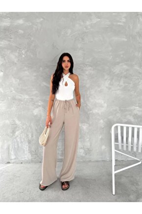 Ayrobin Oversize Kadın Pantalon - Bej