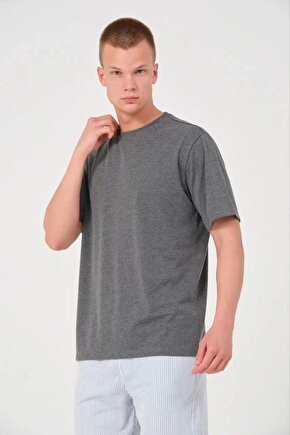 Erkek 241 Düz A Kalite Oversize T-shirt - Antrasit