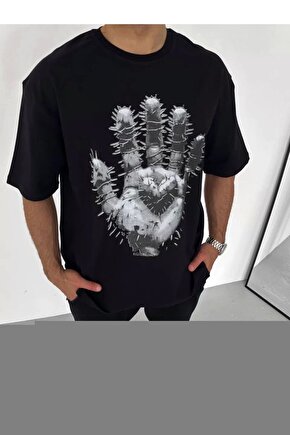 Unisex Yarım Boğazlı Baskılı Dokuma Triko - Füme