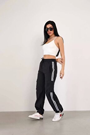 Paraşüt Kumaş Kargo Cepli Baggy Boru Ve Lastikli Paça Eşofman