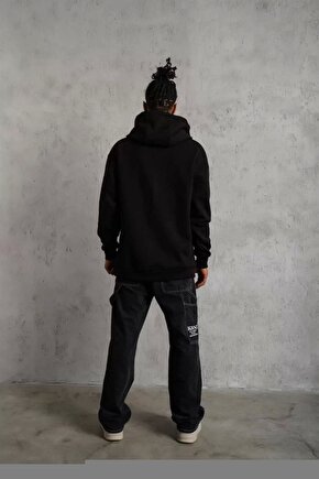Unisex Kapşonlu Baskılı Sweetshirt - Beyaz