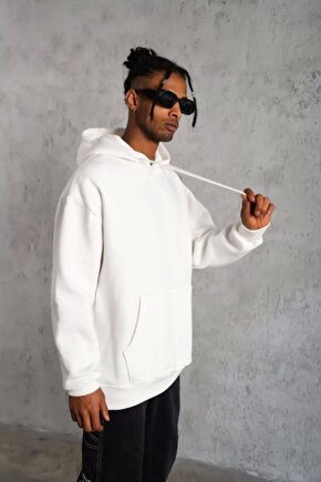 3 İplik Kapşonlu Sweatshirt hoodie - Beyaz