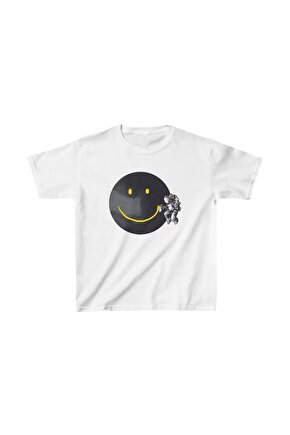 Unisex Çocuk Baskılı T-Shirt - Beyaz