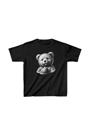 Unisex Çocuk Baskılı T-Shirt - Siyah
