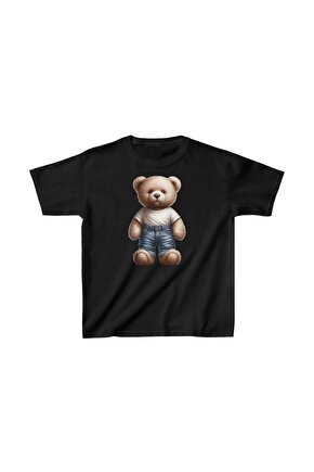Unisex Çocuk Baskılı T-Shirt - Siyah