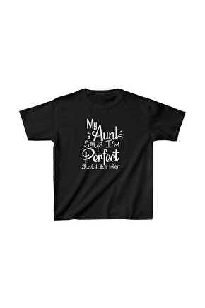 Unisex Çocuk Baskılı T-Shirt - Siyah